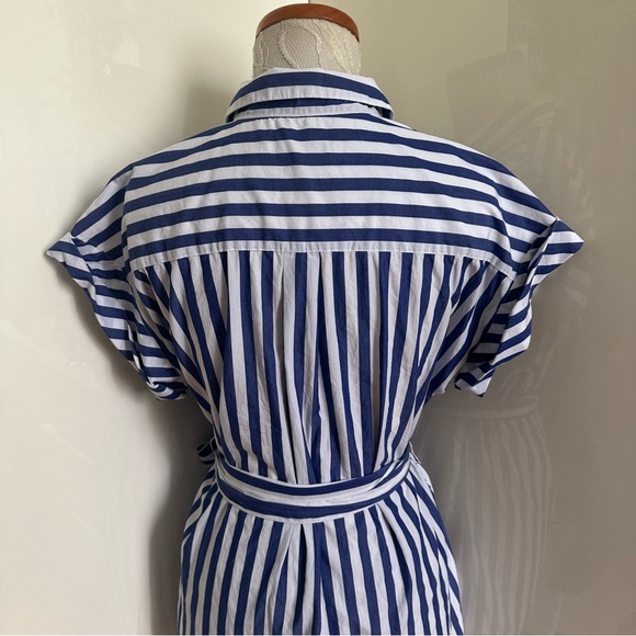 J.Crew Button Front Tie Waist Top in Bold Stripe Cotton Poplin sz S - Picture 9 of 12